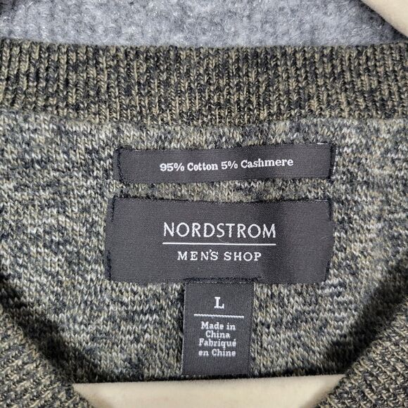 NORDSTROM Mens Shop Green Cashmere Blend V-Neck Long Sleeve Sweater SIZE LARGE - Picture 4 of 10